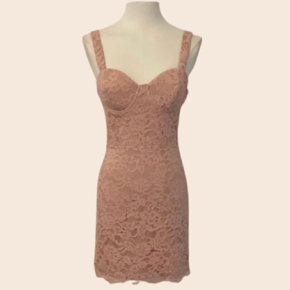 Aqua Baby Pink Lace Bodycon Mini Dress Size Small